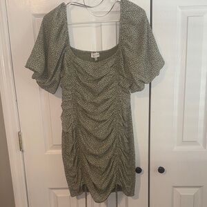 Green Patterned Mini Dress